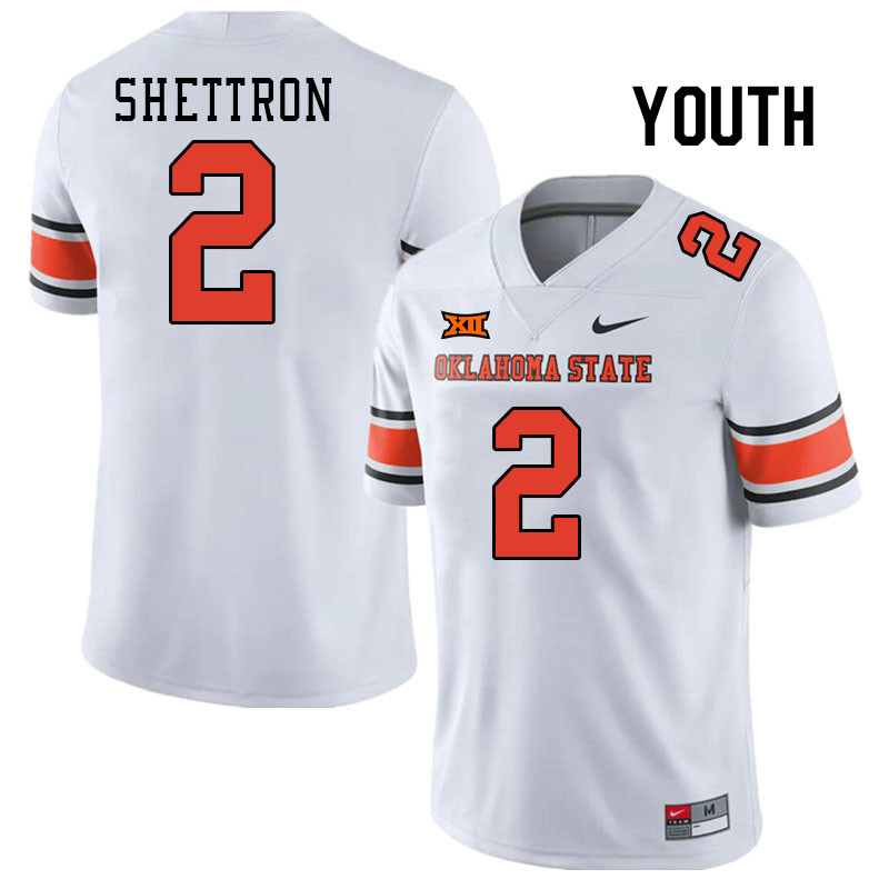 Youth #2 Talyn Shettron Oklahoma State Cowboys College Football Jerseys Stitched-White - Click Image to Close
